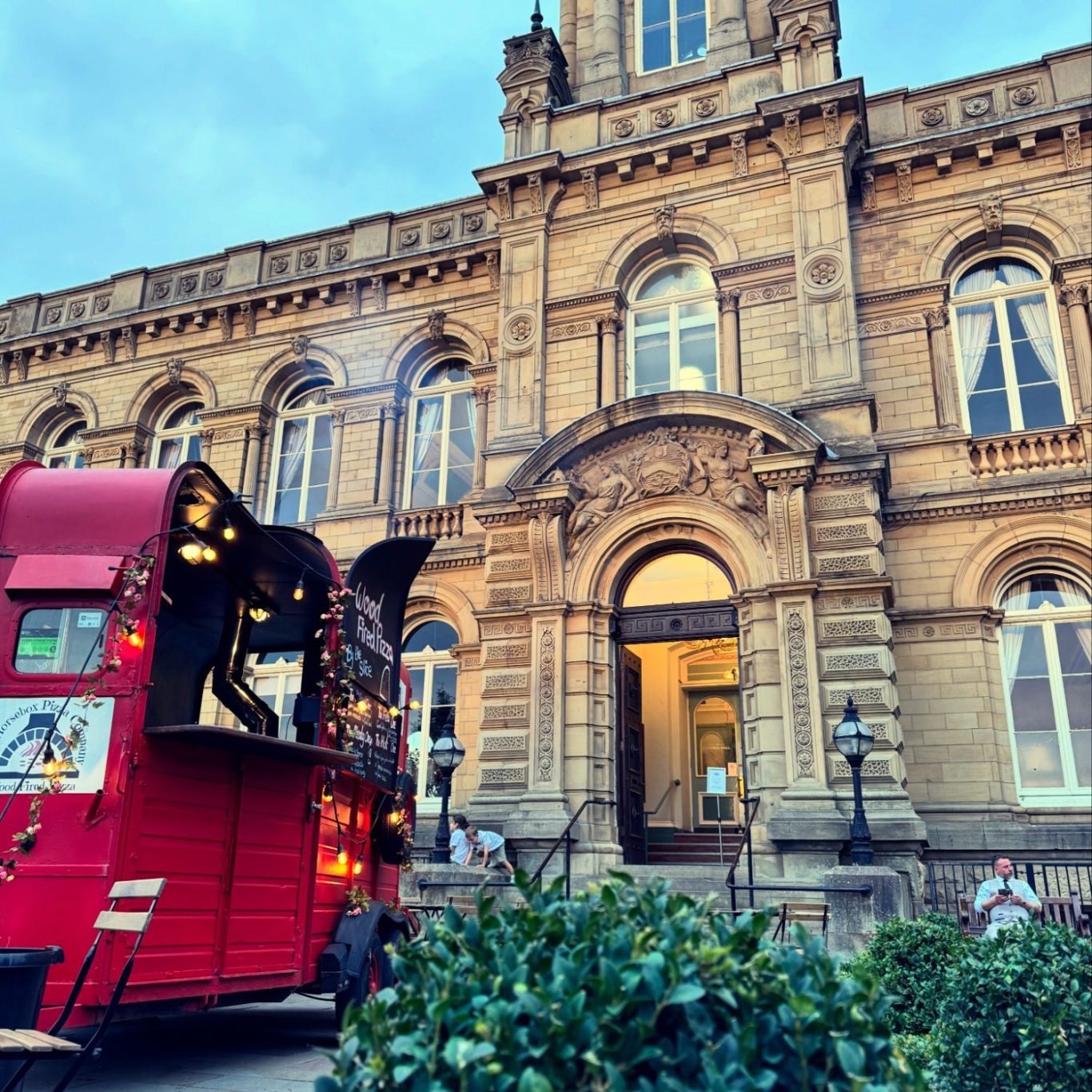Pizza trailer at Victoria Hall Saltaire West Yorkshire wedding